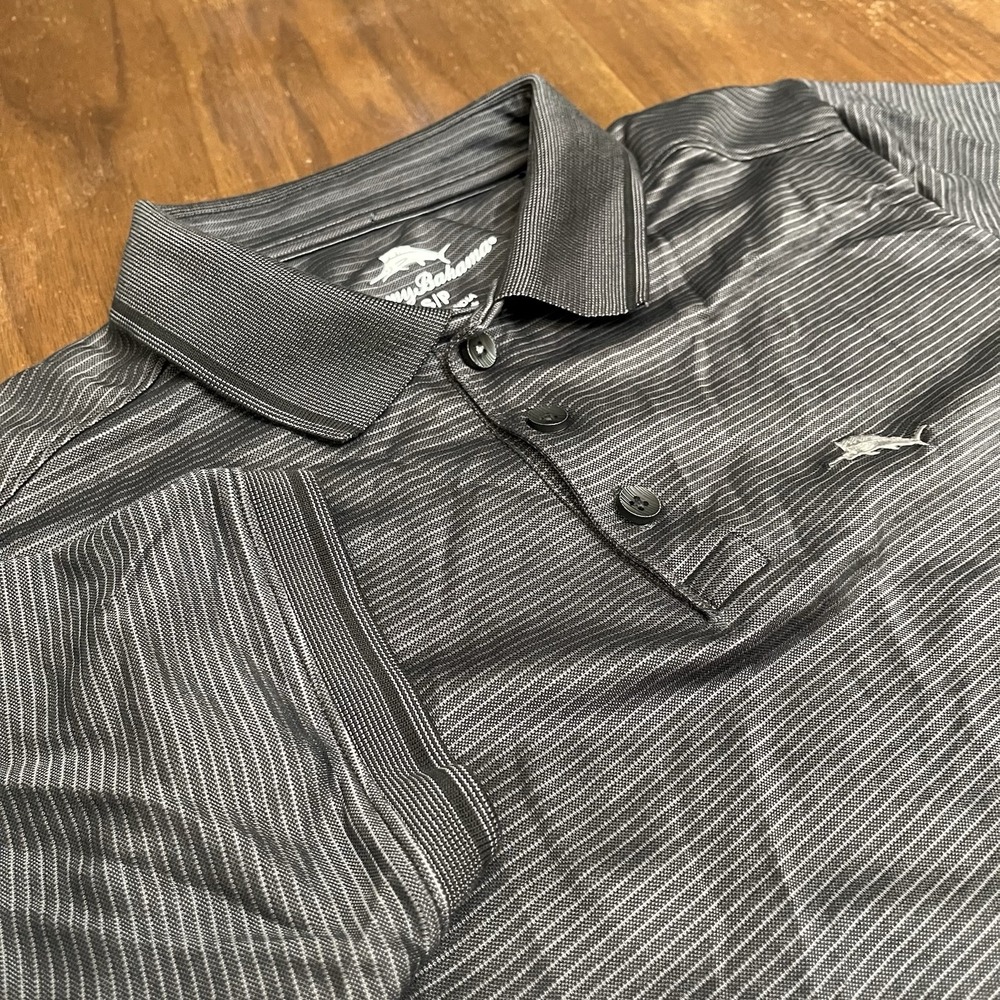 Tommy Bahama Black Island Zone Polo Shirt Mens S short sleeve Cotton Blend
